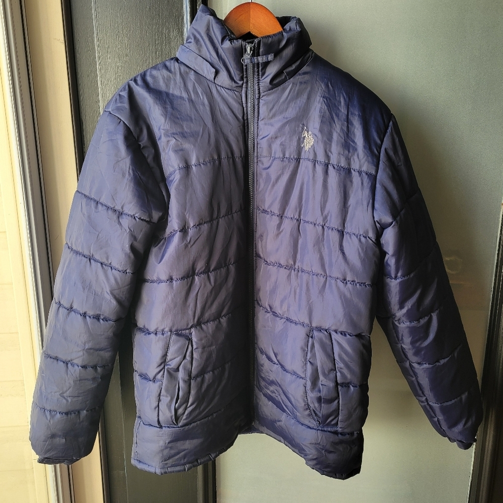 Boy's Navy Blue Solid Full zip No hood Puffer Jacket from U.S. Polo Assn.18/20